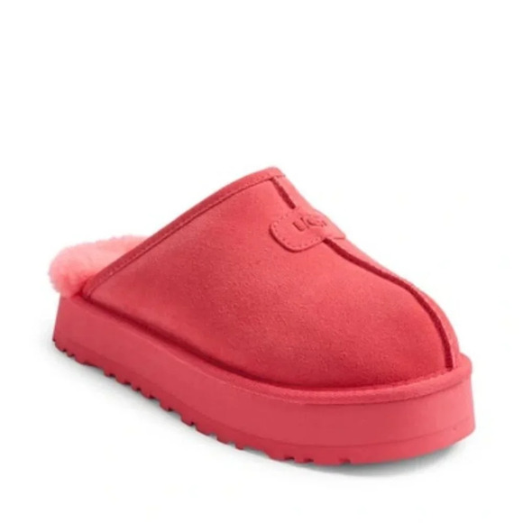 UGG DISCOQUETTE GENUINE SHEARLING SLIDE SLIPPER IN PINK GLOW. Sz: 8 - Picture 1 of 10